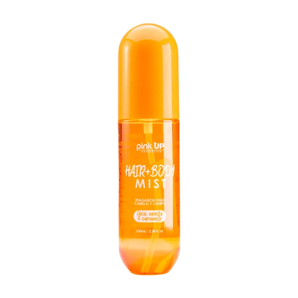 Perfume pink up para el cuerpo y cabello aroma coco, vainilla y caramelo, 100ml