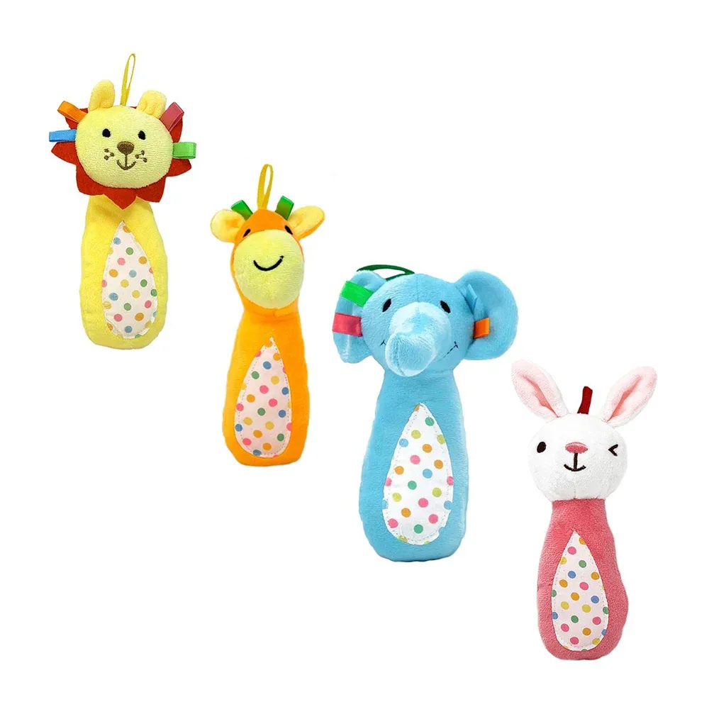 Sonaja para bebé en forma de peluche con diseño de animalito + chifle