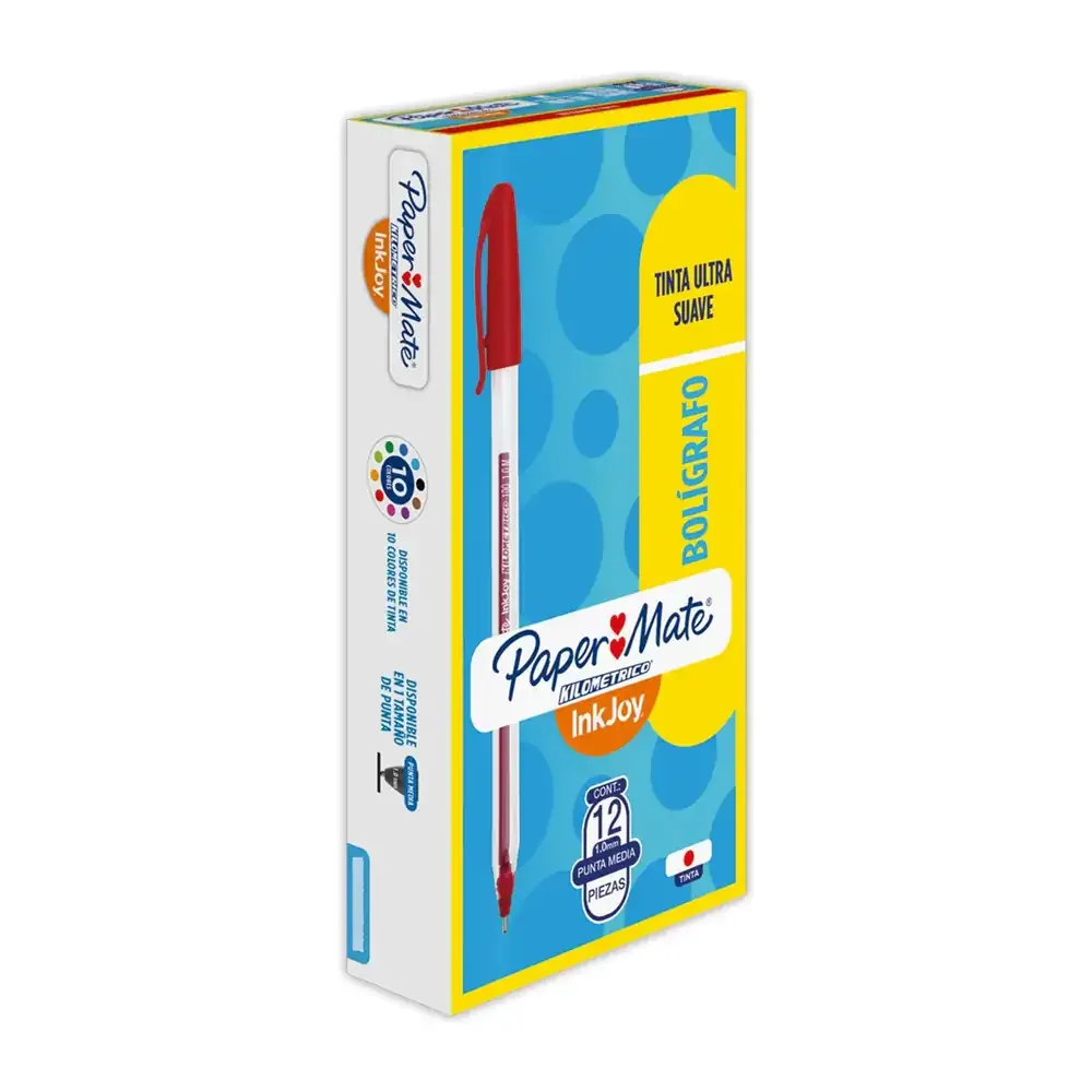 Paquete con 12 plumas bolígrafos de tinta roja con punta media 1.0mm