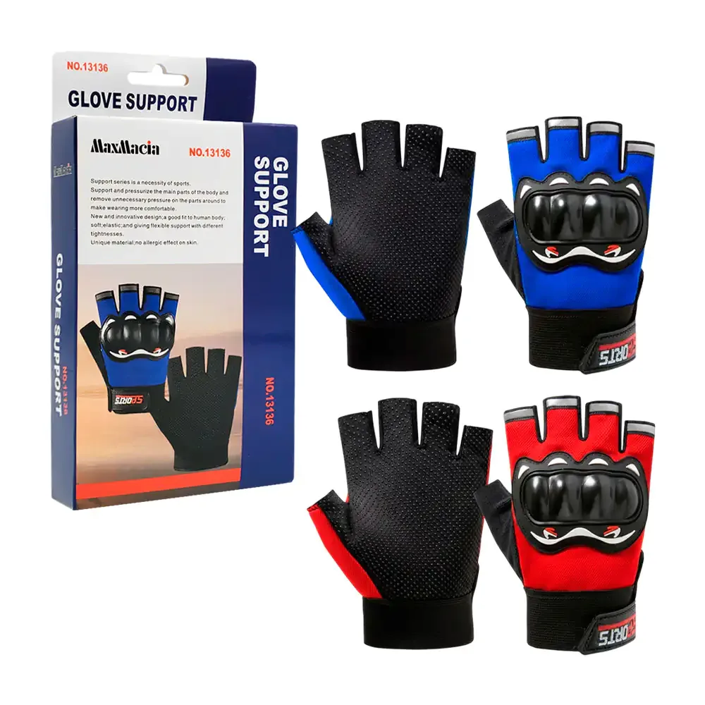 Guantes tácticos de medio dedo, protección en nudillos, variedad de colores