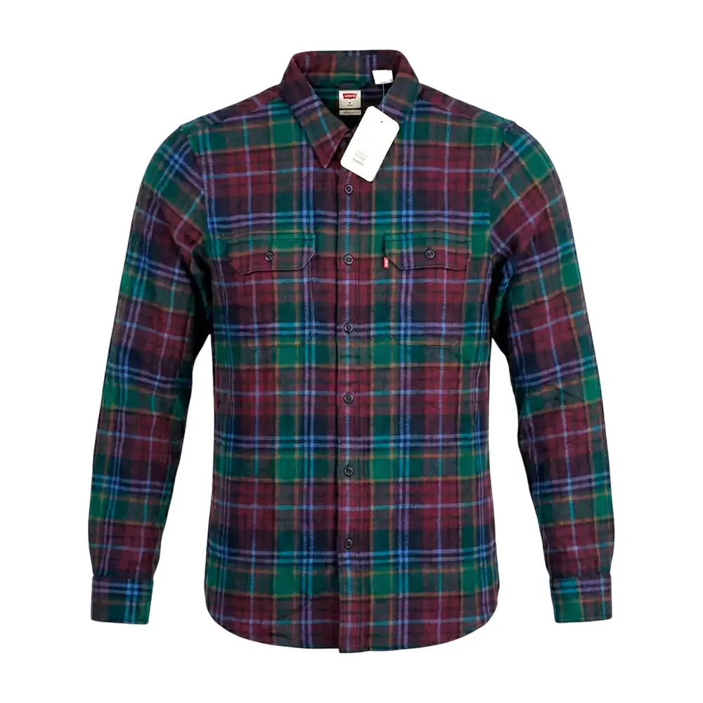 Camisa levis original de franela, cuadros grandes y chicos, 2 bolsillos variedad