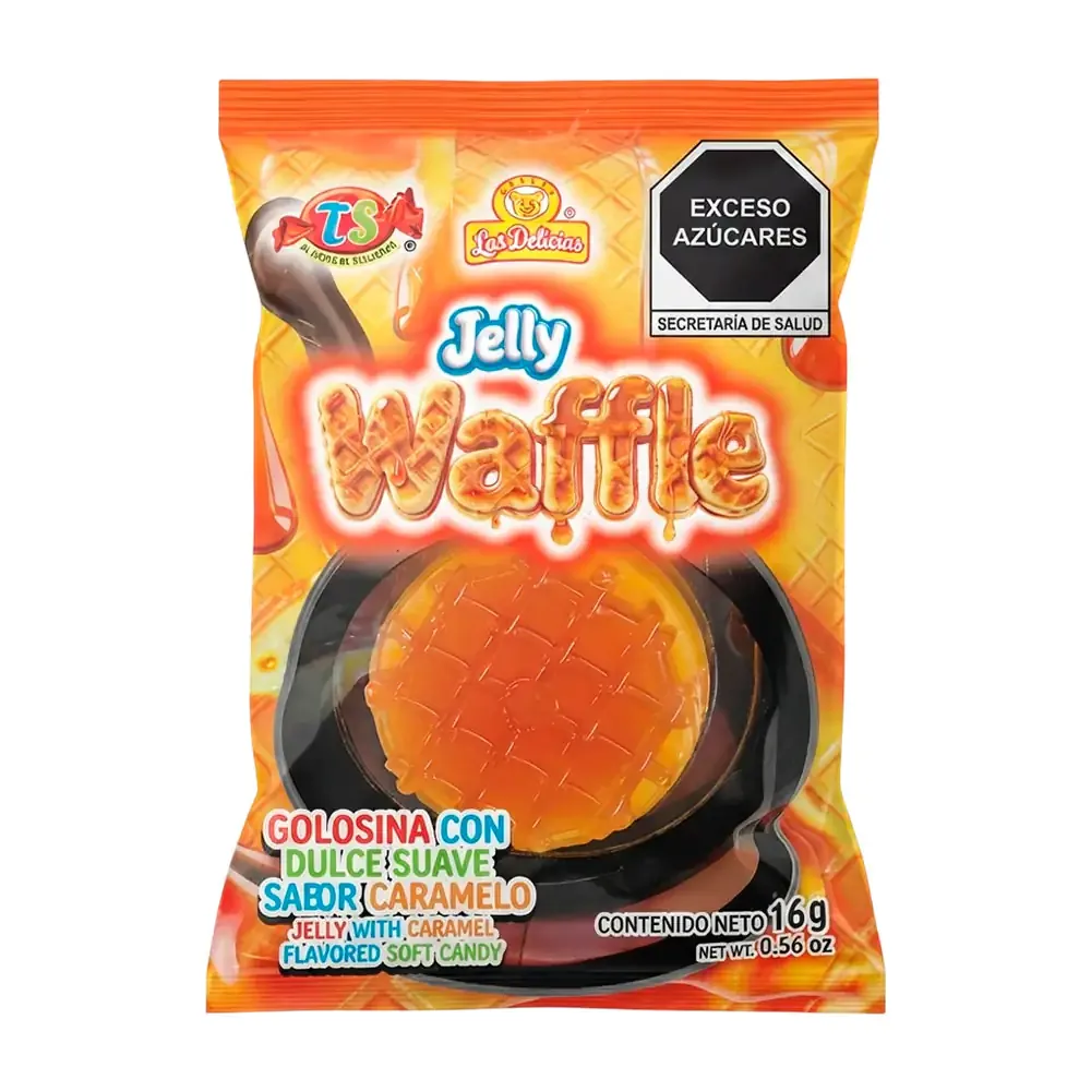 1pz sobre las delicias jelly waffle con trueno pop sabor caramelo, 16g / 019353