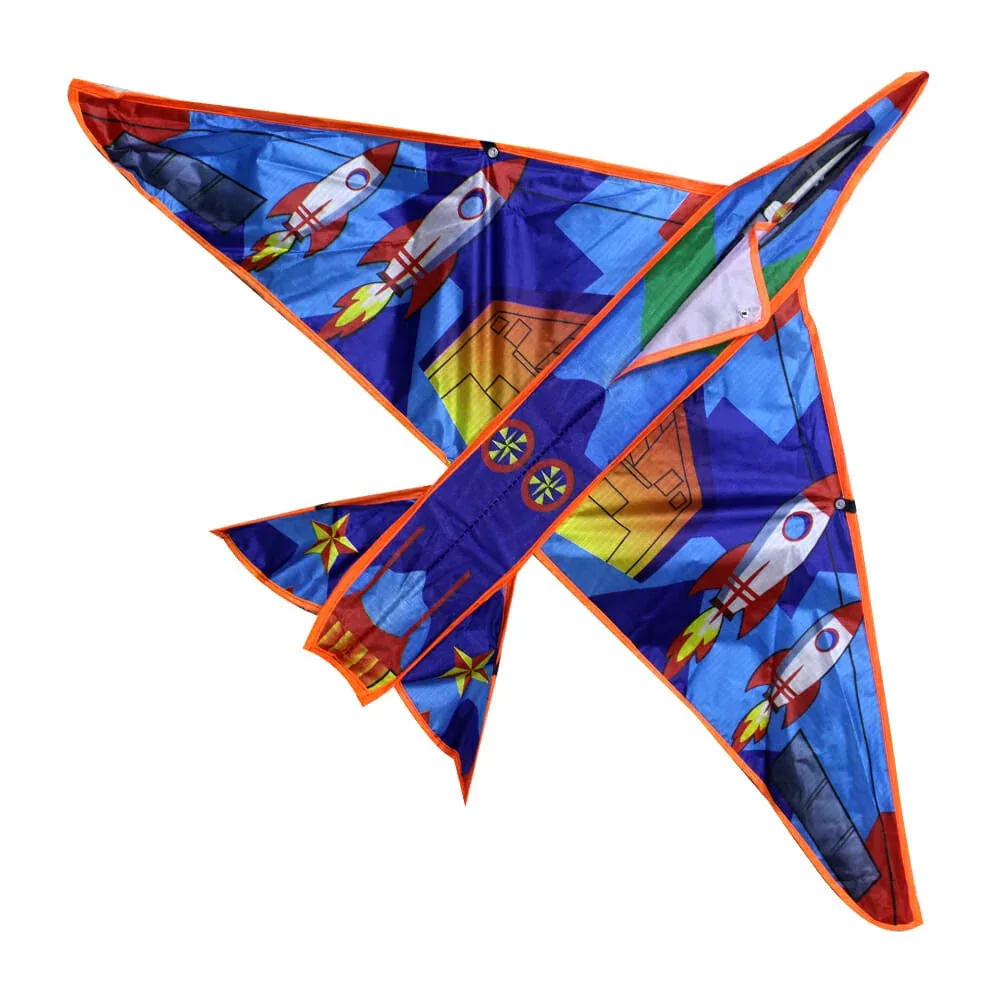 1pza Papalote / cometa en forma de avión con estampado de cohetes 1.4 metros / bt-1703