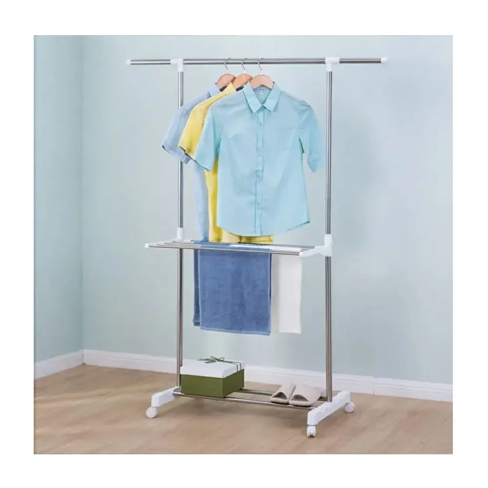 Organizador multifuncional ajustable con 3 niveles 145cm / h-type telescopic clothes hanger 5807