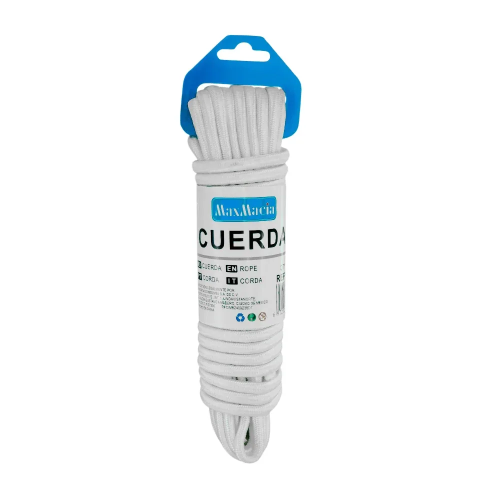 Cuerda trenzada tipo lazo reforzado para colgar ropa maxmacia medida 0.8cm x 10m