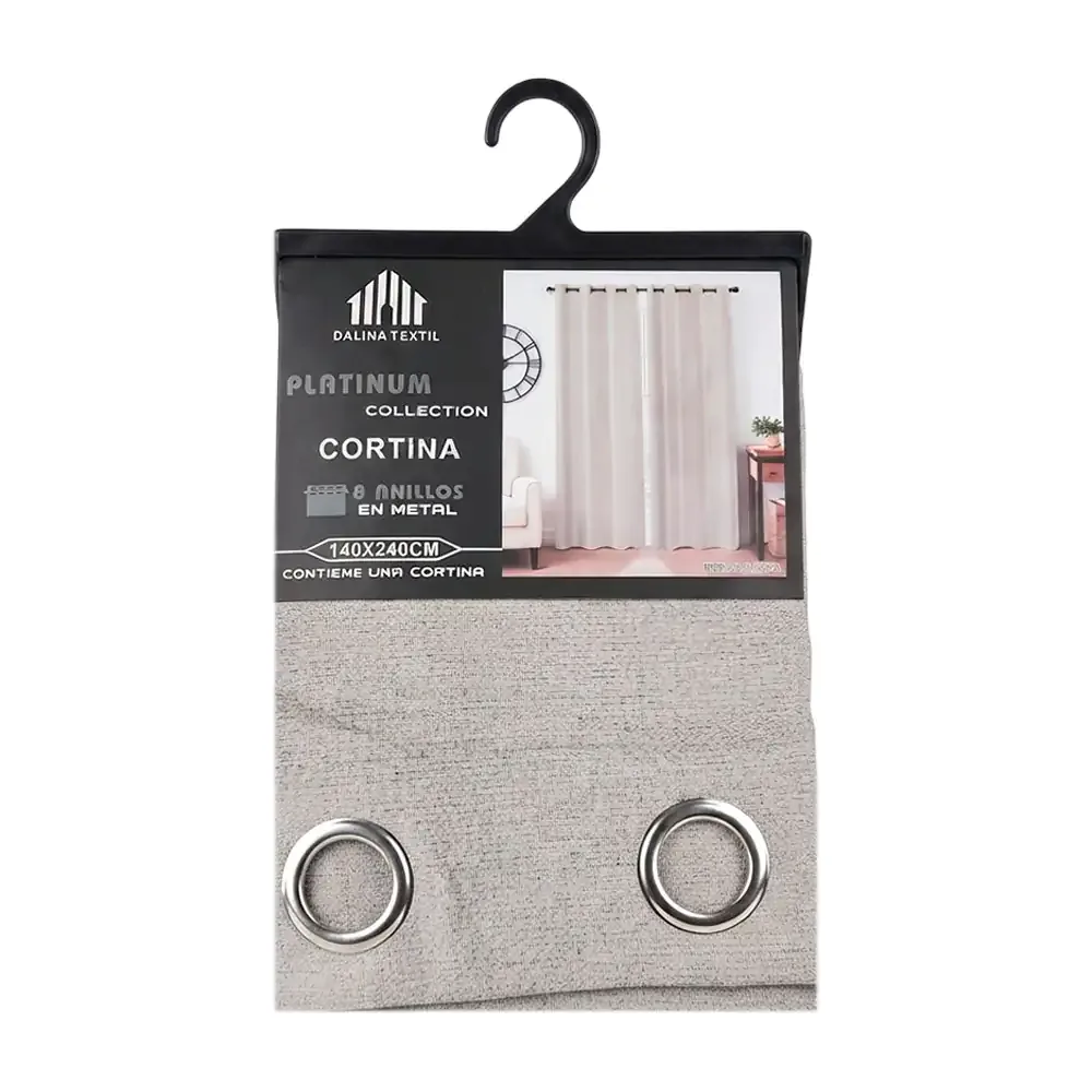 Cortina de tela blackout color gris con diseño liso, 140x240cm / 83102-41