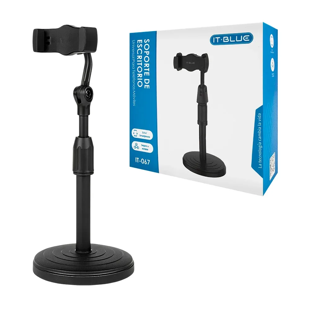 Soporte de plástico con base para escritorio, ajustable al celular / le-067