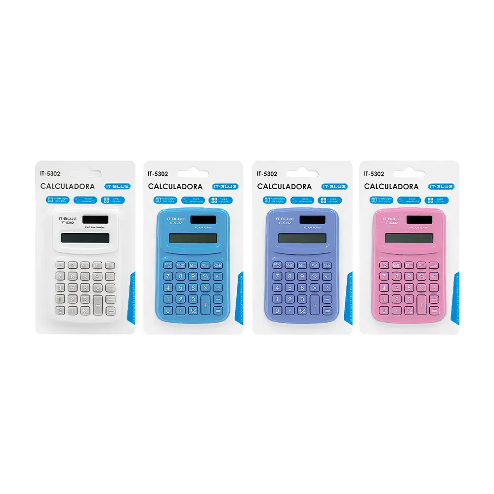 Mini calculadora electrónica con pantalla para 8 dígitos, energía dual, variedad
