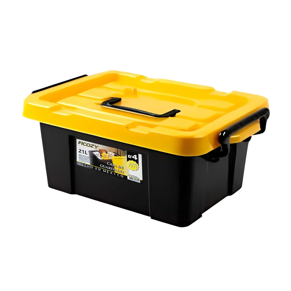 Caja de plástico para almacenamiento, capacidad de 21l, color negro / 843254