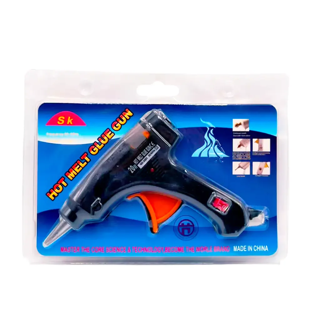 Pistola eléctrica sk de silicón con potencia de 20w y botón de encendido