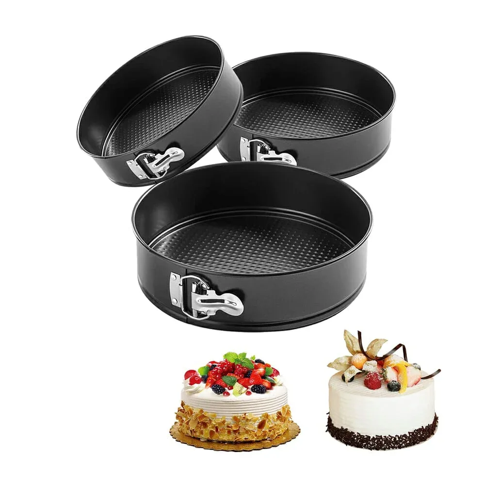 Juego de 3 moldes redondos metálicos para pasteles 24,26 o 28cm / 3pcs round shape cake mould