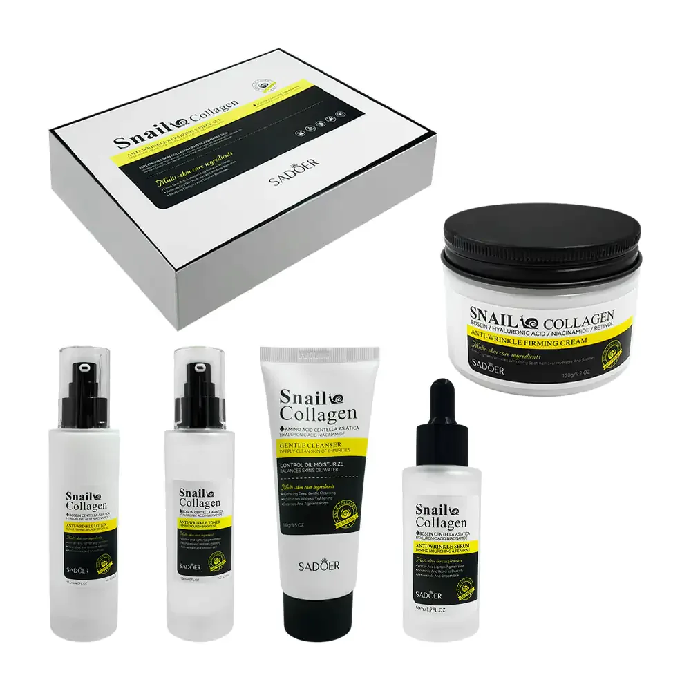Set 5pza para el cuidado facial con colágeno y baba de caracol, sadoer