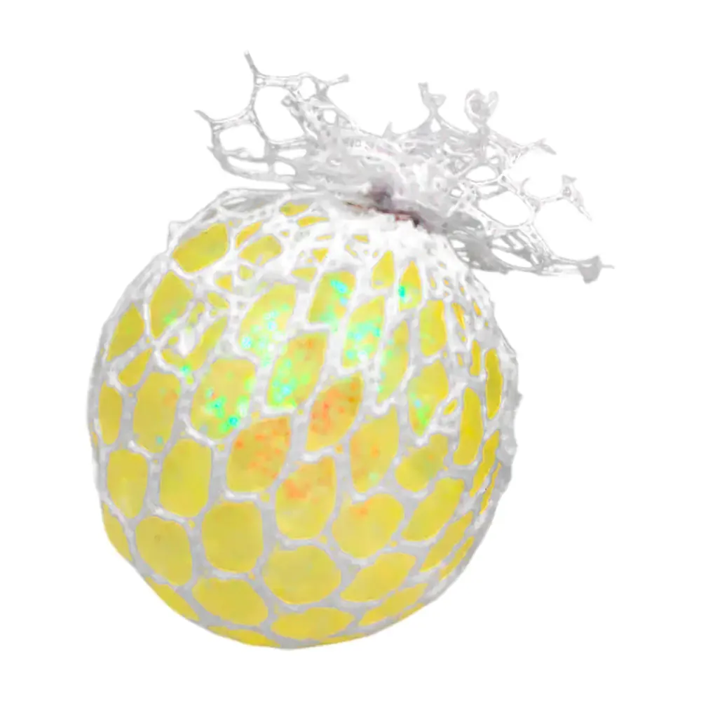 Squeeze antiestrés de 6cm con bolitas de hidrogel, diamantina y malla de tela