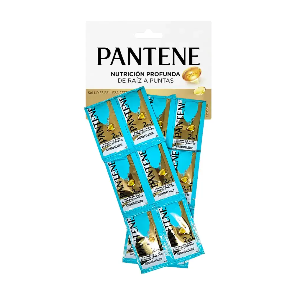1pz sobre de shampoo pantene 2en1 con acondicionador, 10ml / 326564
