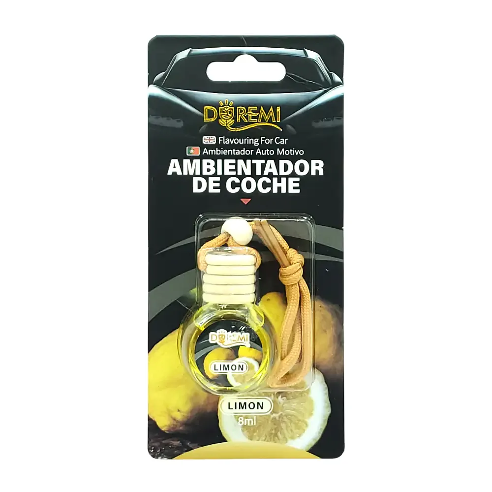 Aromatizante - ambientador de coche en frasco con cordón para colgar, 8ml, aroma limón