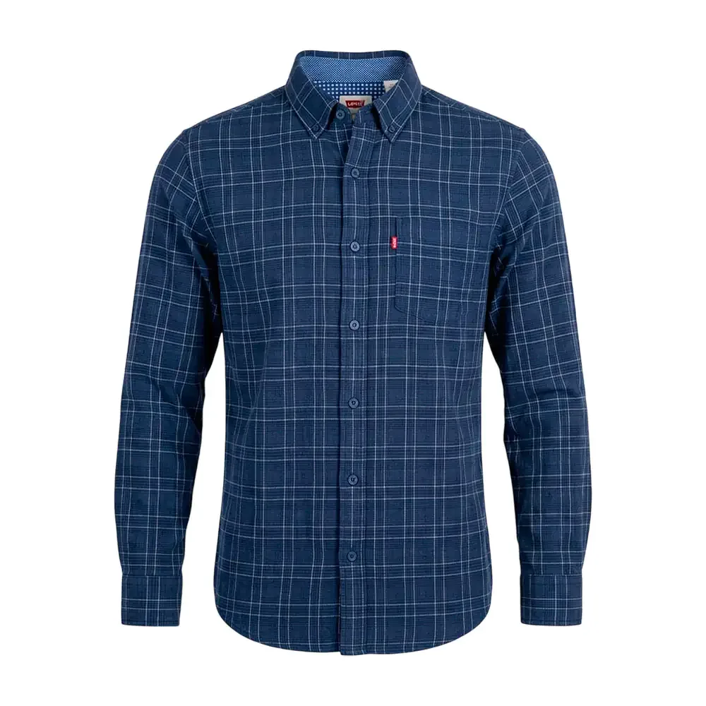 Camisa levis original de franela con un bolsillo, color azul, variedad de tallas