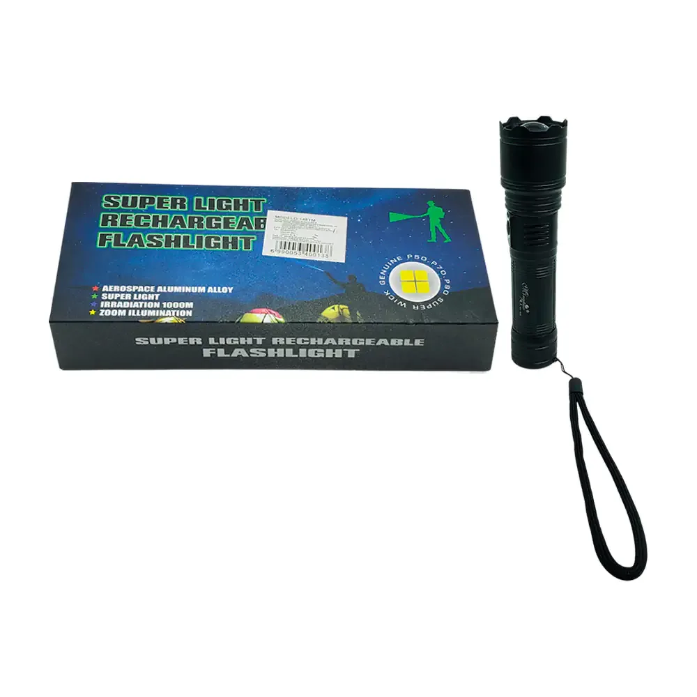 Linterna de mano recargable con zoom, 5 modos de iluminación + asa / 148tm