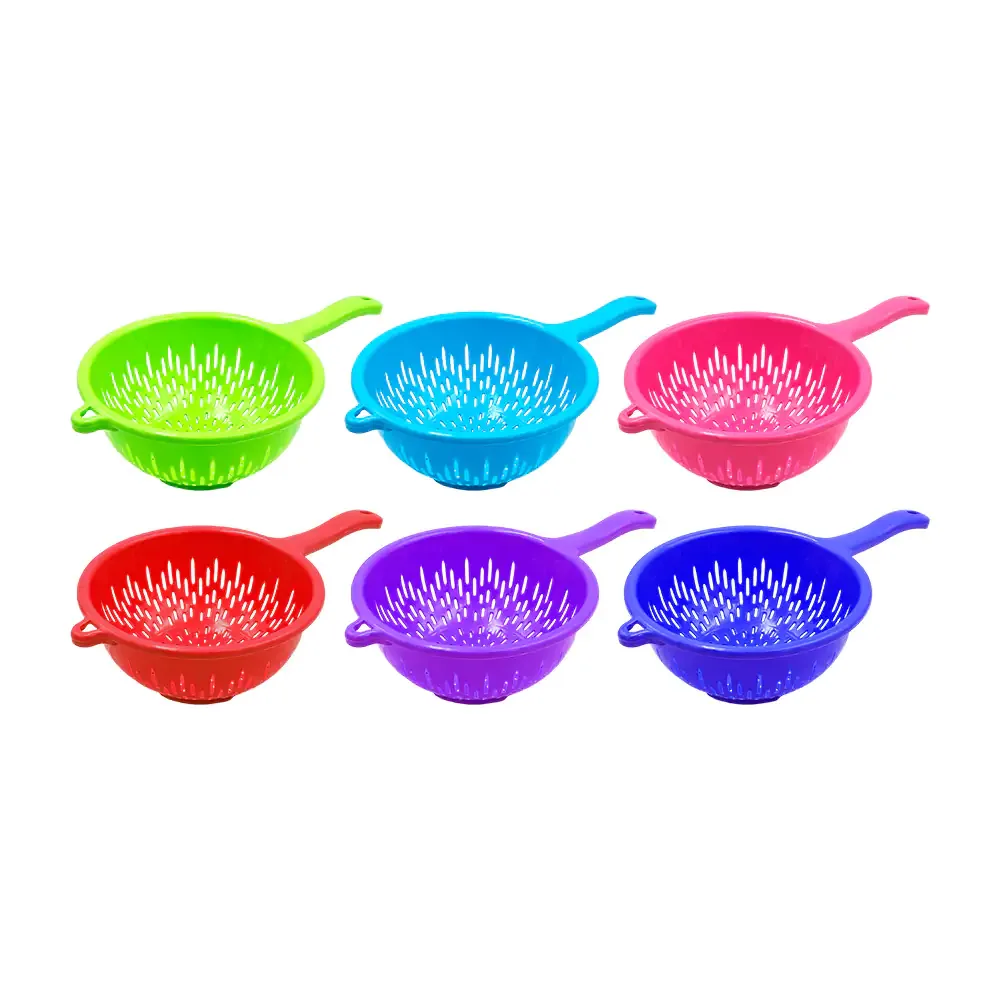 Colador - escurridor de plástico con mango chico, 21cm, agarre ergonómico