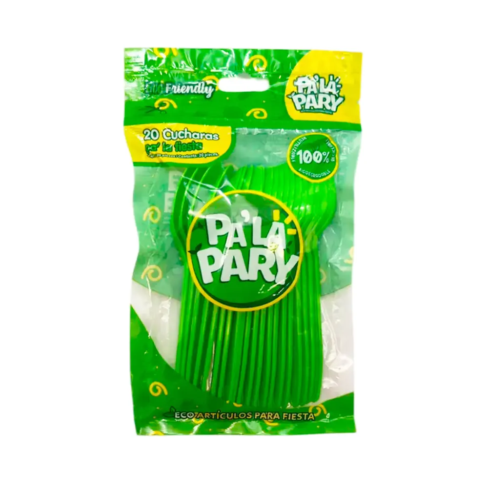 Paquete de 20 cucharas de plástico resistente en tono verde kiwi / 788393
