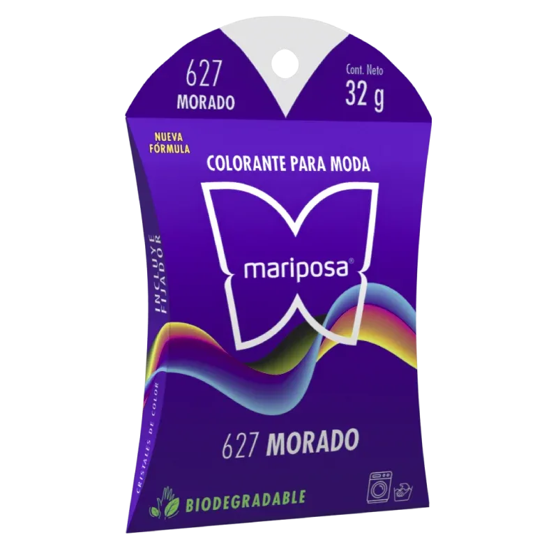Colorante en cristales de color morado no. 627 con 35 g, para ropa / mariposa