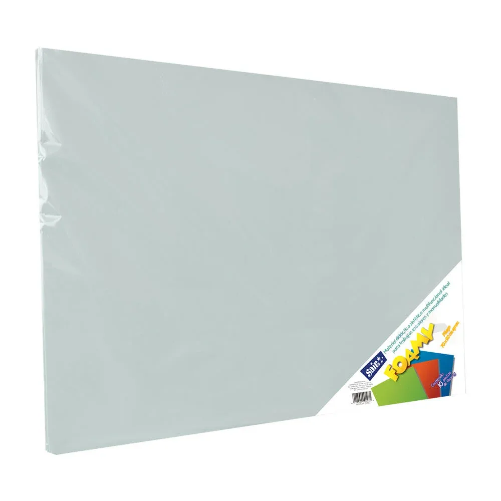 Paquete con 10 hojas de foamy liso color blanco 70x90cm / 055328