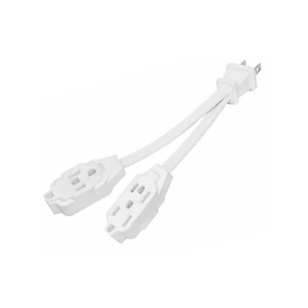 Mini extensión blanca dual - bifasica de 10cm con 6 tomacorrientes / adir