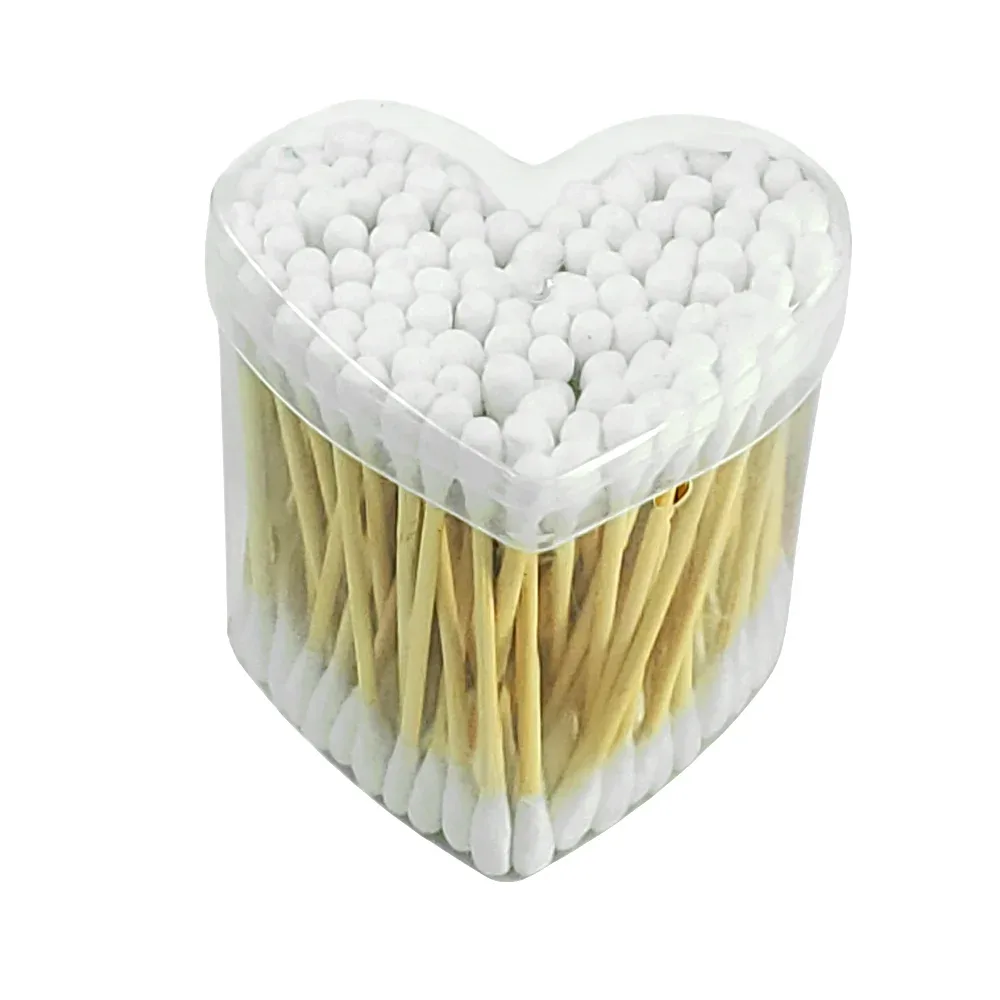 1pza Bote en forma de corazón con 120 cotonetes-hisopos de doble punta / T387