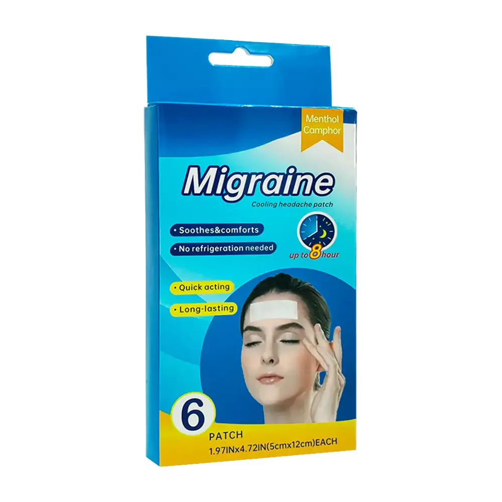 Paquete con 6 parches de gel frio para aliviar del dolor de cabeza