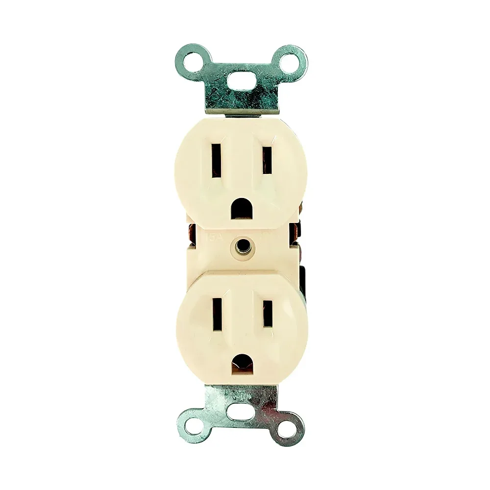 Contacto enchufe dúplex aterrizado con soporte de metal / 116834 / tl35990