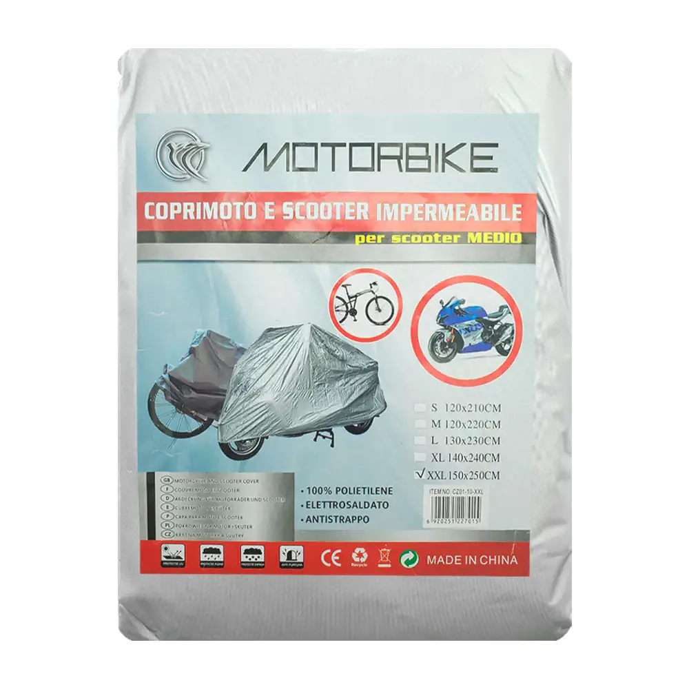 Funda cubierta lisa impermeable motorbike para motos y bicicletas, 150x250cm