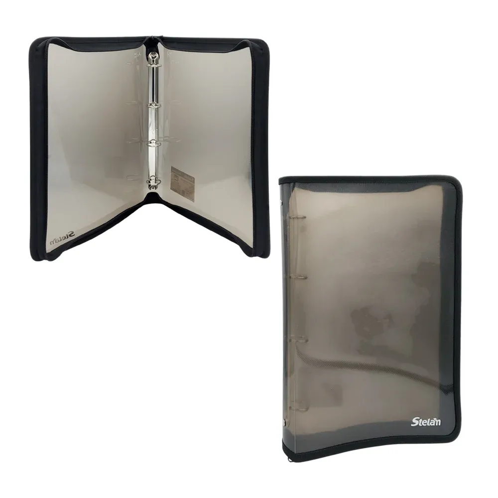 Carpeta folder a4 plástico protector con 4 argollas y cierre protector, surtido