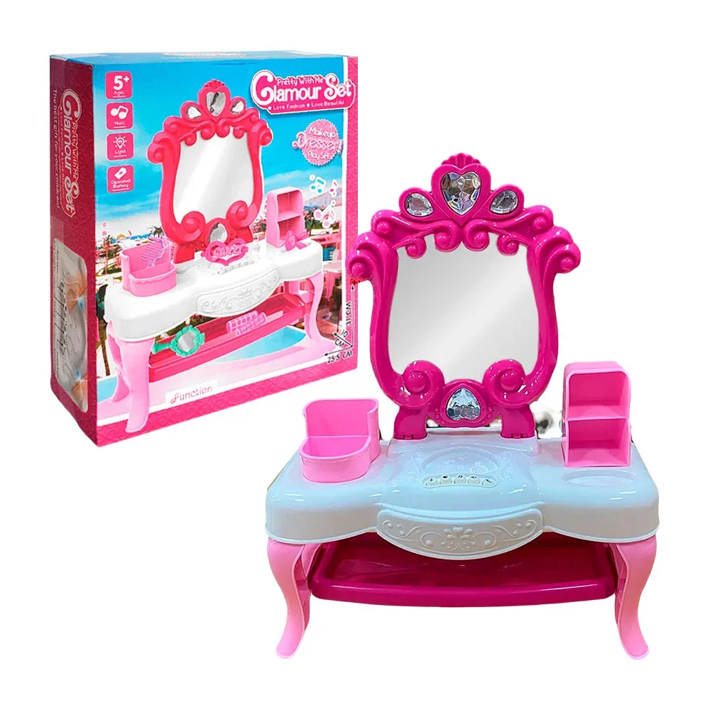 Mini tocador glamour con luces, música y accesorios para niña / glamour set