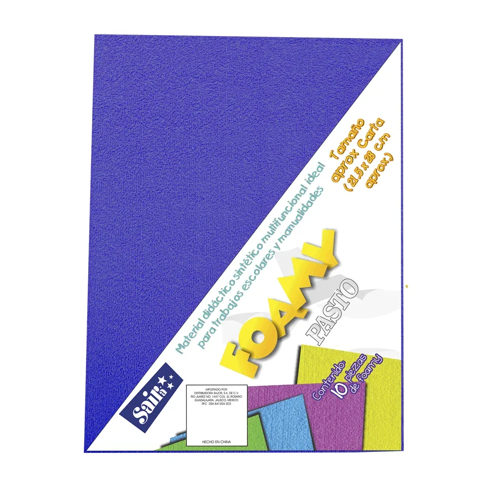 Paquete con 10 hojas de foamy plush pasto tamaño carta color azul marino / 100173