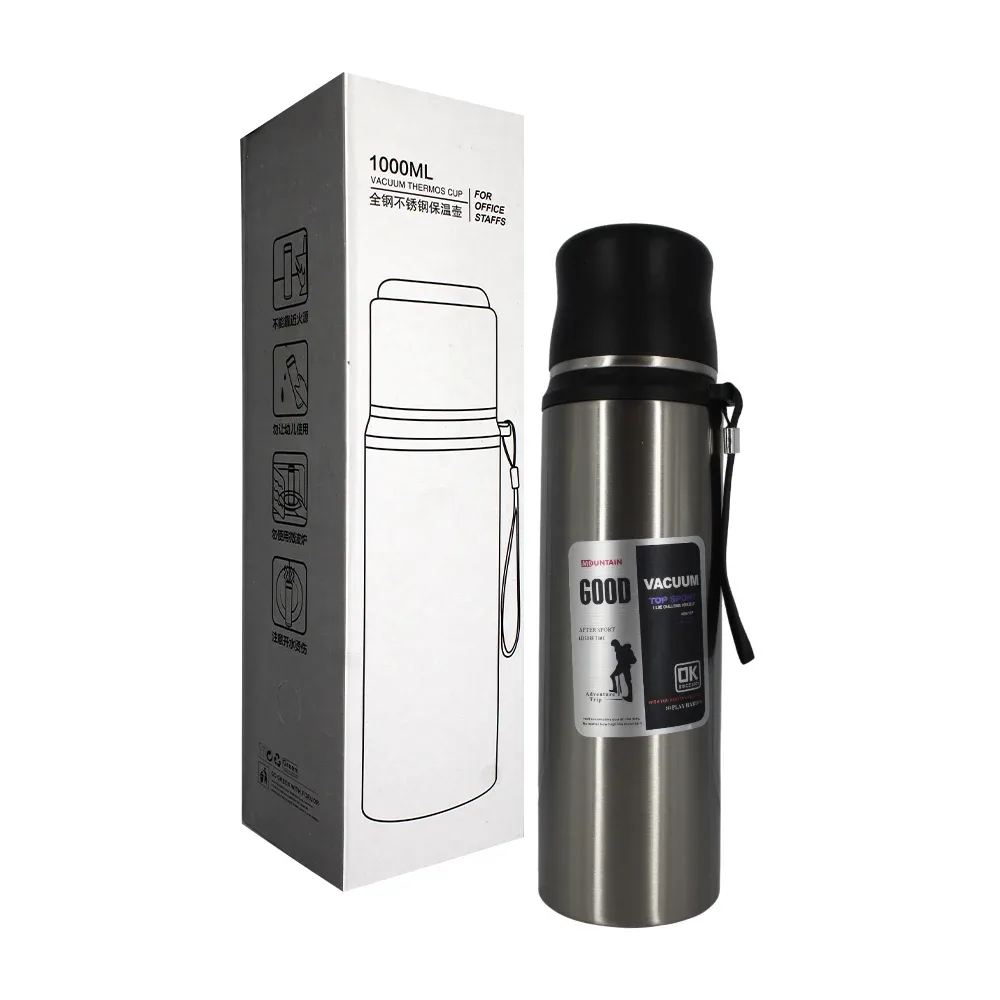 Termo liso de acero inoxidable, 1000ml, variedad de colores / vacuum 6723-5