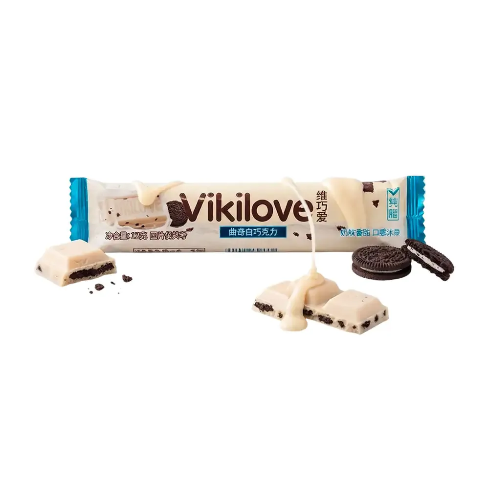 1pza barra vikilove de chocolate blanco con leche relleno de galleta, 12g / 472590