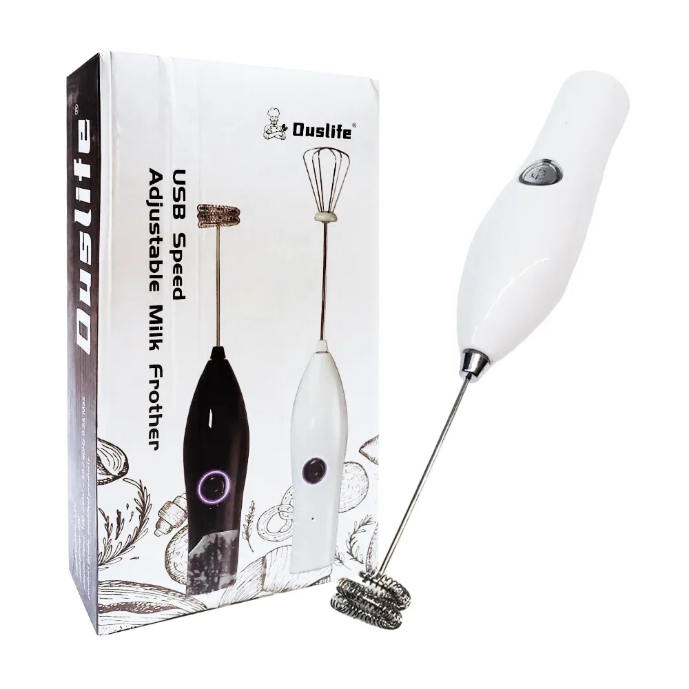 Batidor espumador multifuncional eléctrico portátil recargable 2 en 1 con velocidad ajustable y carga usb / on tec / 11066 / duslife