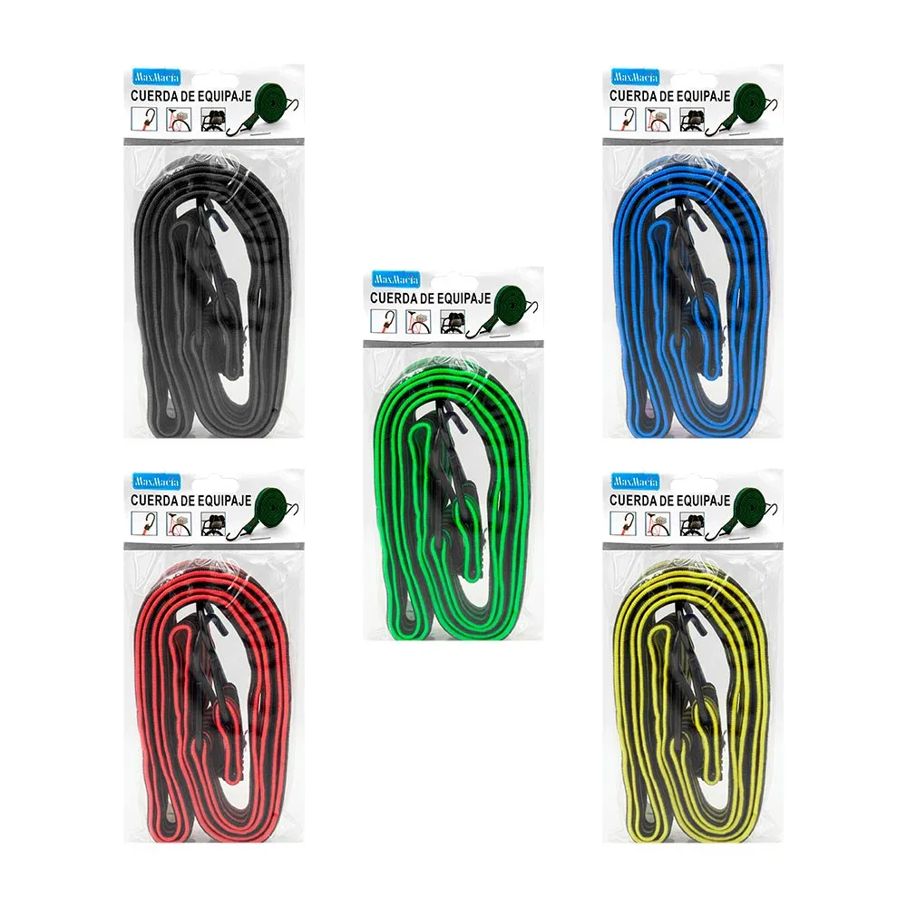 Cuerda de equipaje plana de 3cmx1.8m con gancho, variedad de colores / 13567