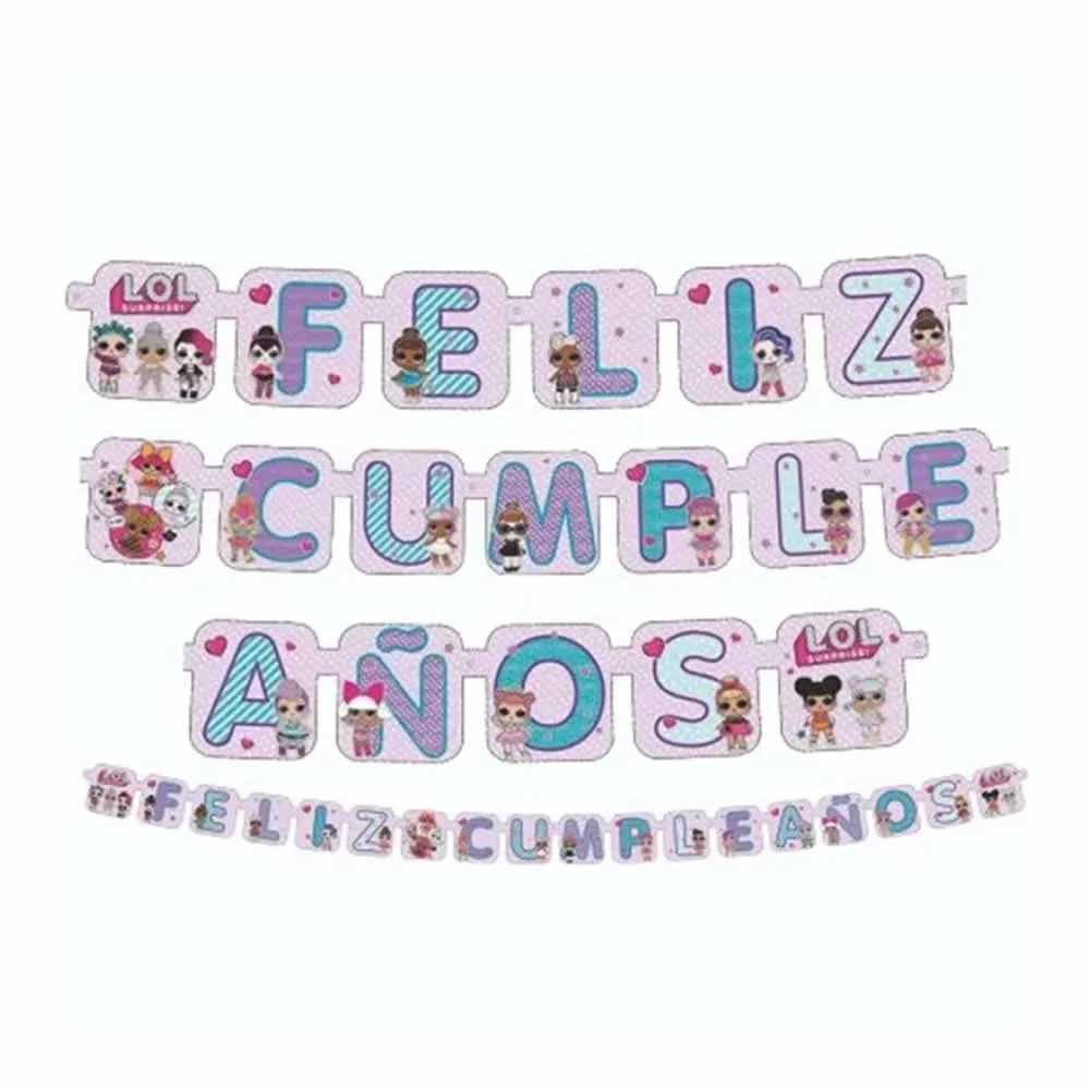 Banner letreto móvil feliz cumpleaños de 18 piezas granmark con diseño de personajes lol surprise / 6017-784