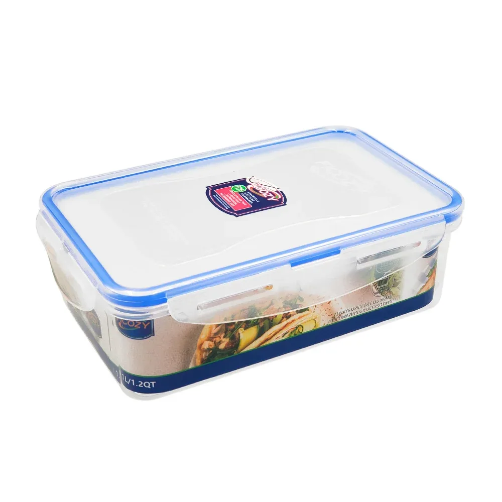 Tupper rectangular de plástico transparente con capacidad de 1.1, resistente