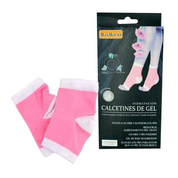 Par de calcetines de gel formulado con aceite de jojoba, oliva, lavanda y vitamina e para nutrir y suavizar los pies / 12706