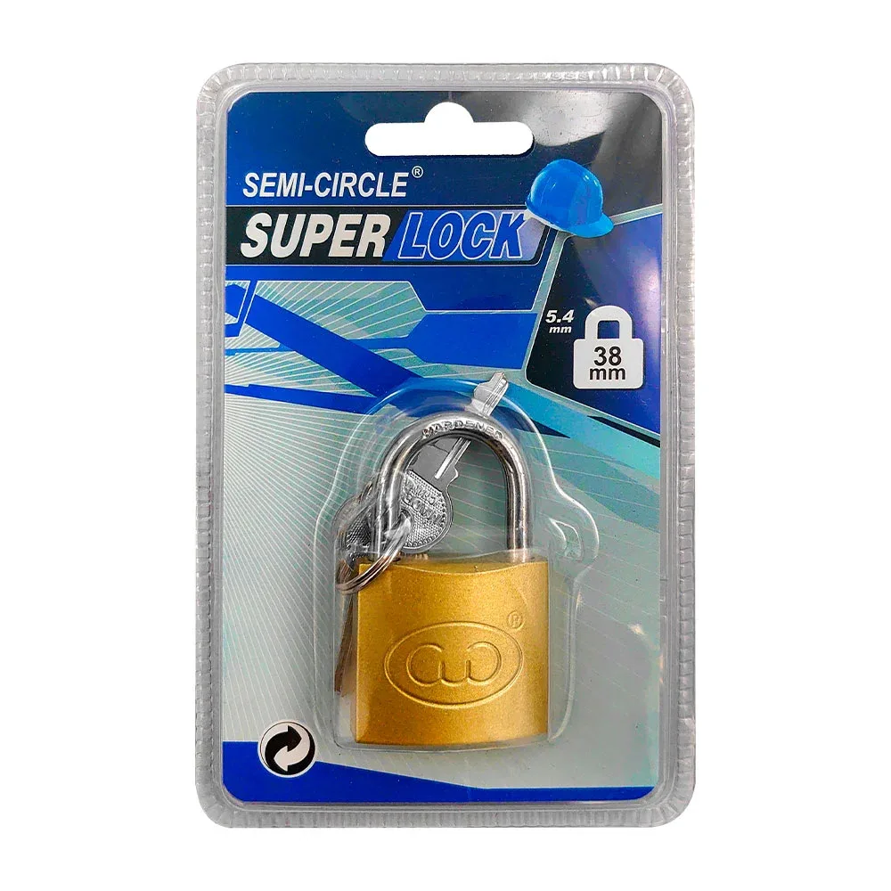 Candado metálico super lock semi-circle de 38mm + juego de 3 llaves / suo-95