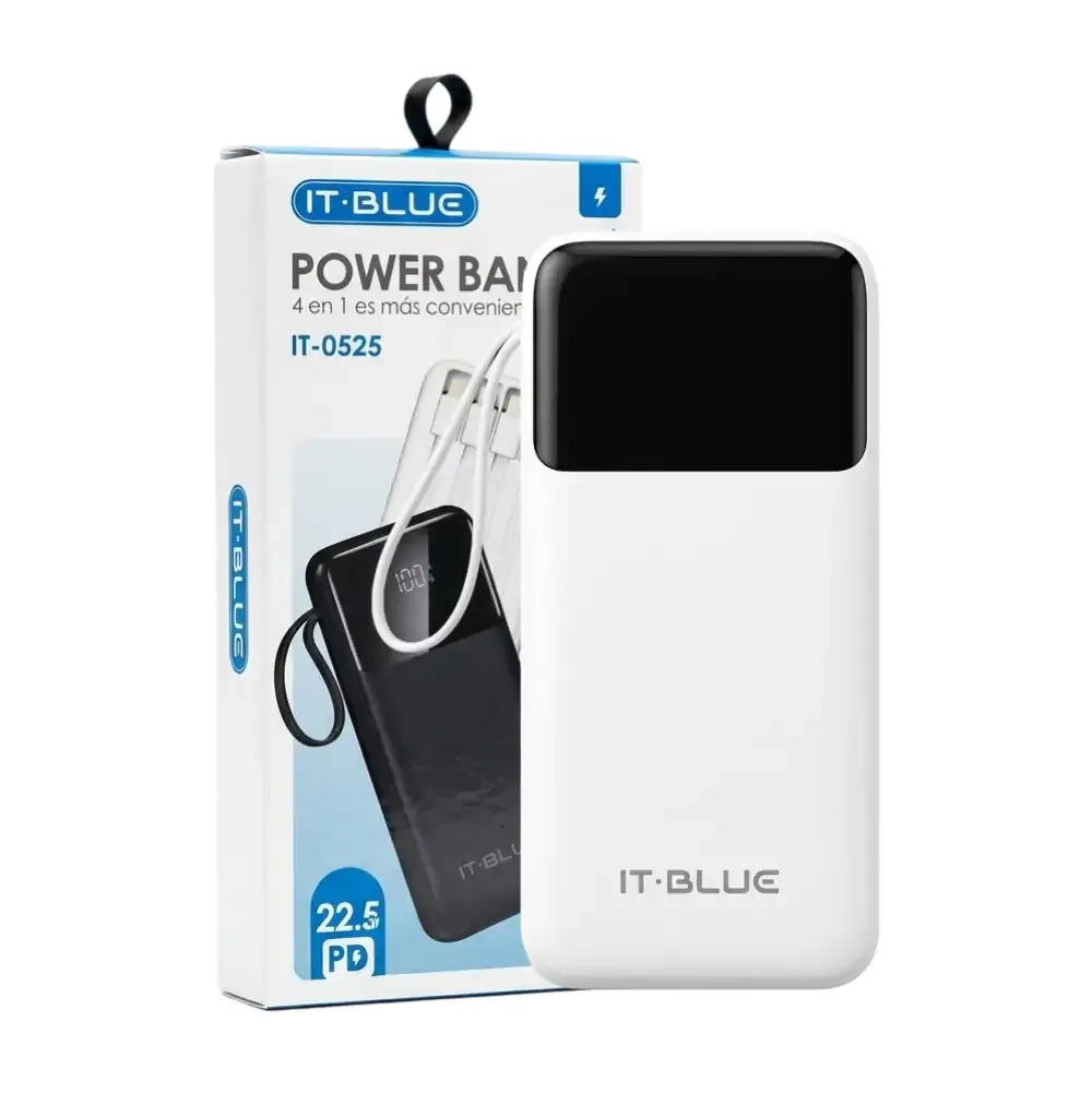 Power bank de 10,000mah 4en1 it-blue, carga rápida de 37w, múltiples conectores / it-0525