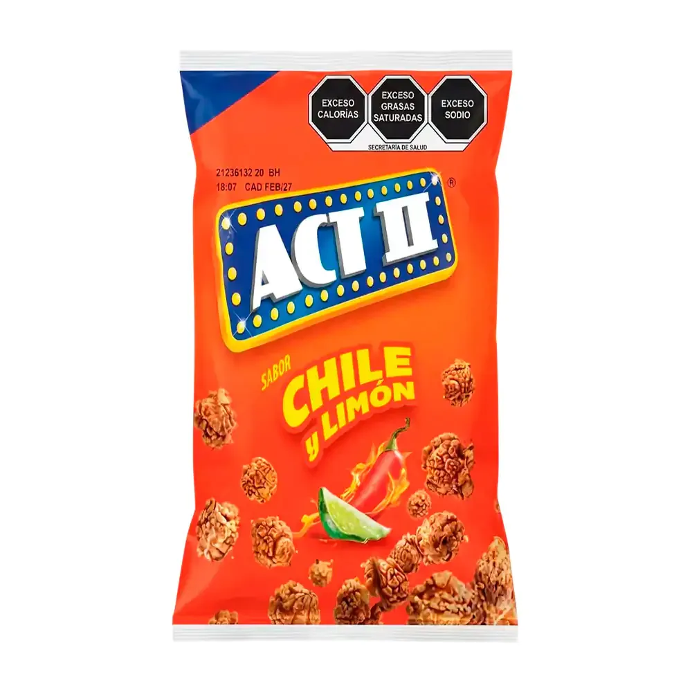 1pz Bolsa de palomitas ACT ll sabor chile y limón, 50g / 559415