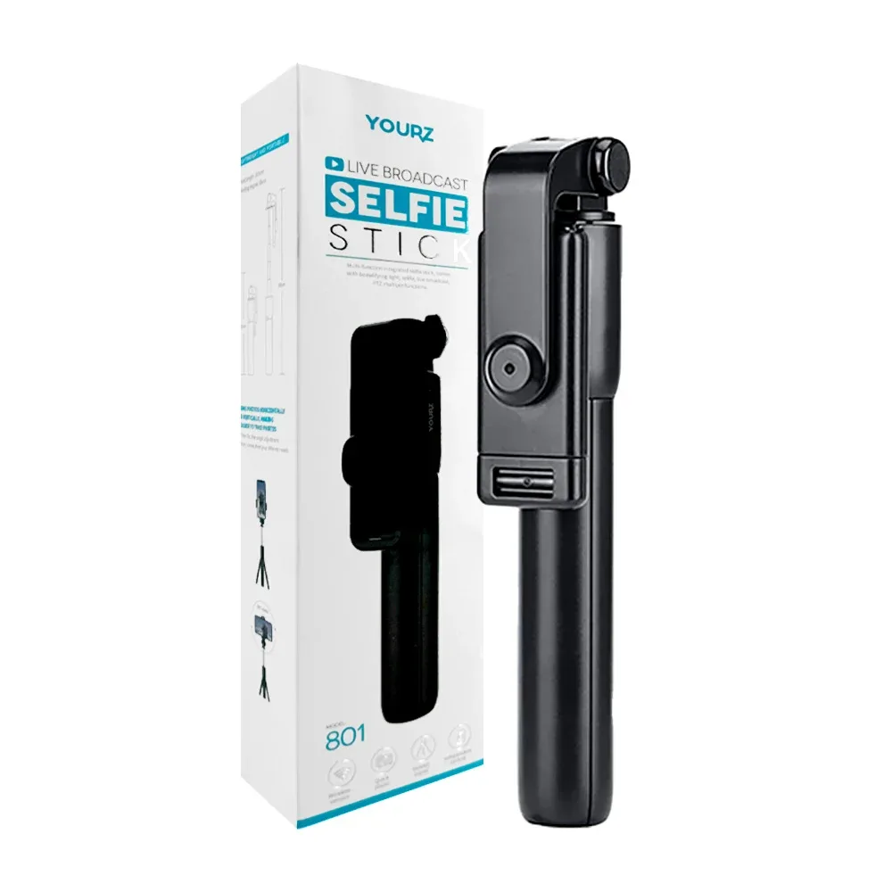 Bastón - selfie stick 801 retráctil ajustable para celular, con 3 puntos de apoyo, mini control remoto / 30047 / 801 / yourz / live broadcast selfie stick