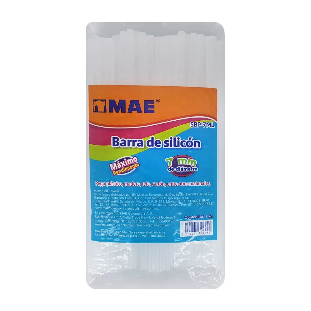 Paquete con barras de silicón transparente mae 25cm x 7mm, 1kg / sbp-7ml