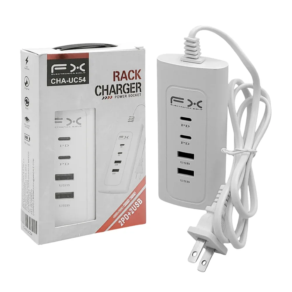 Hub fx multifuncional, 2 puertos usb-c y 2 puertos usb, conexión bifasica