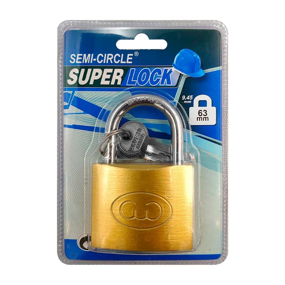 Candado metálico super lock semi-circle de 63mm + juego de 3 llaves / suo-97