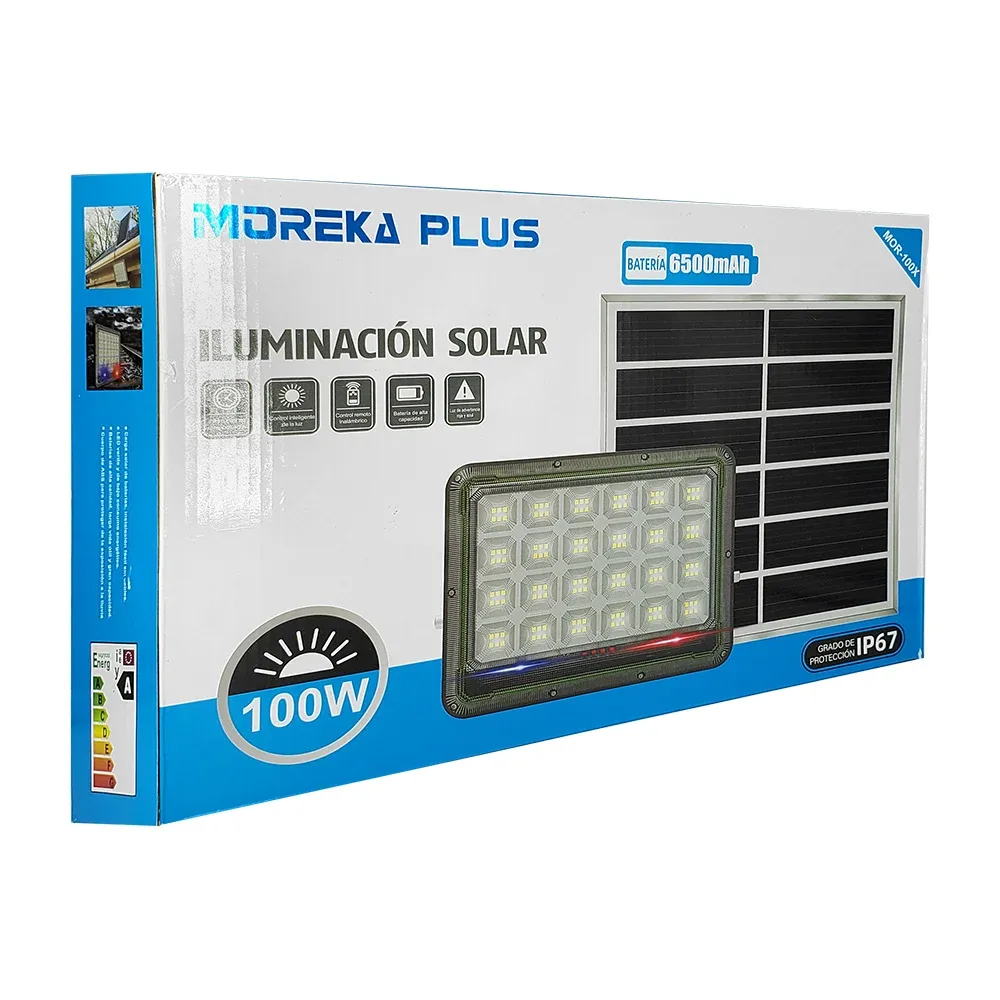 Set lámpara reflectora y panel solar con grado de protección de ip67, 100w, 6500mah / mor-100x