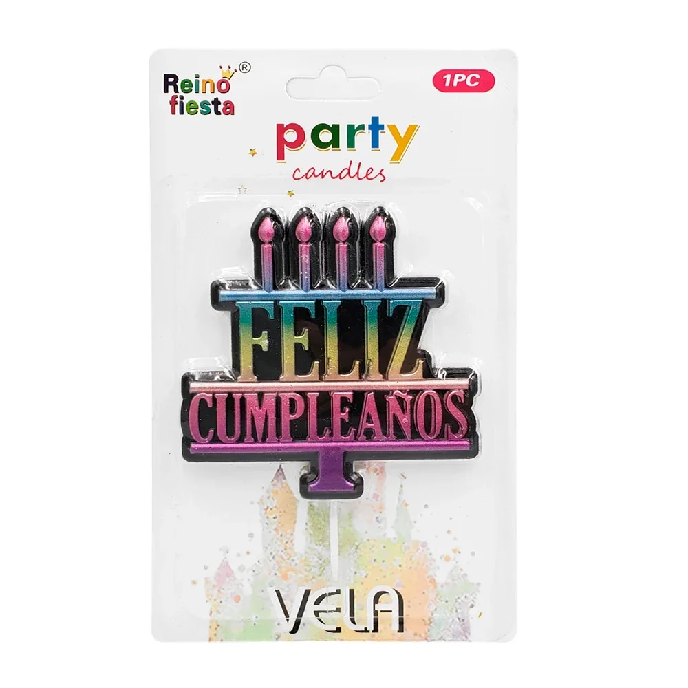 Blíster de vela con diseño de feliz cumpleaños multicolor / party / 62107