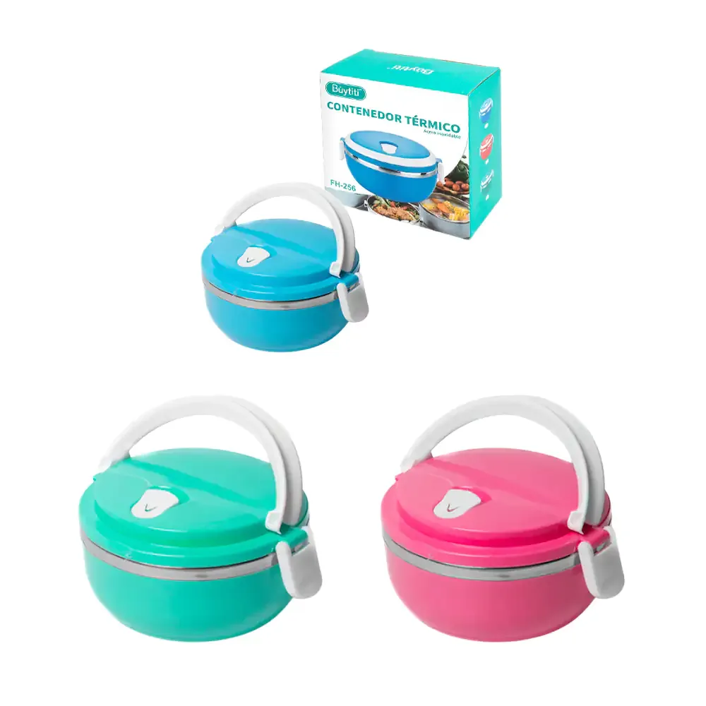 Tupper redondo buytiti con interior de acero inoxidable de 700ml, variedad